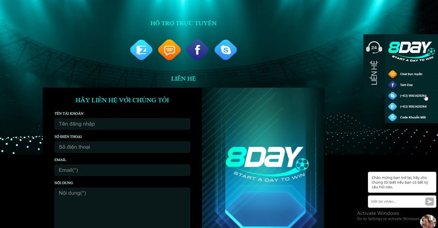 hỗ trợ đăng ký 8DAY