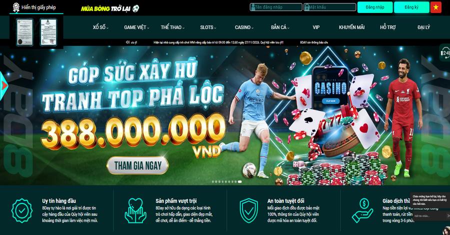 8DAY là nhà cái hoạt động hợp pháp