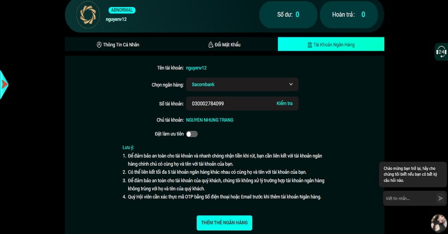 cách rút tiền game Nổ Hũ qua ngân hàng
