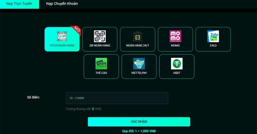các bước nạp tiền 8day