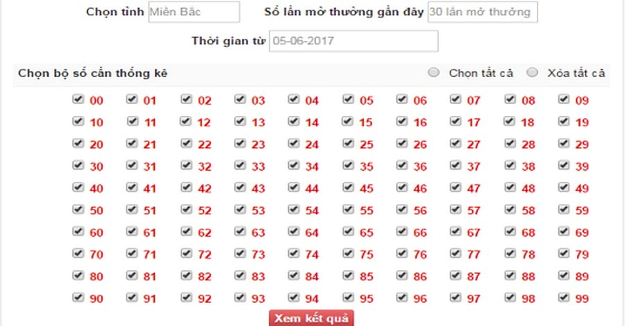 Nhiều số đẹp từ bảng tần suất lô cặp 100 ngày